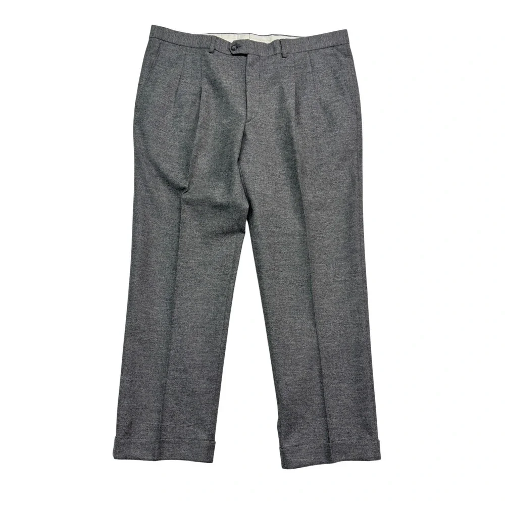 vtg Ermenegildo Zegna Italy 46R 40x30 Heather Gray 2pc Pant Suit Light Flannel